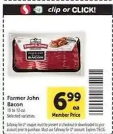 Safeway Farmer John Bacon offer