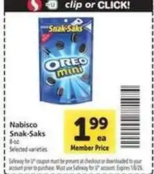 Safeway Nabisco Snak-Saks offer