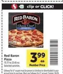 Safeway Red Baron Pizza offer