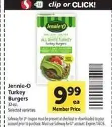 Safeway Jennie-O Turkey Burgers offer