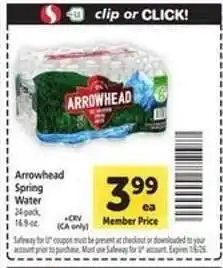 Safeway Arrowhead Spring Water offer