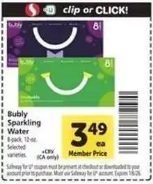 Safeway Bubly Sparkling Water offer