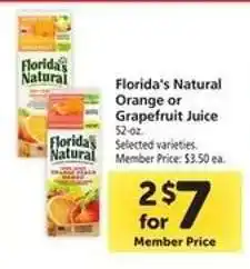 Safeway Florida's Natural Orange or Grapefruit Juice offer