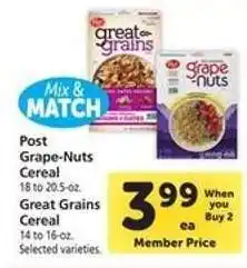 Safeway Post Grape-Nuts Cereal offer