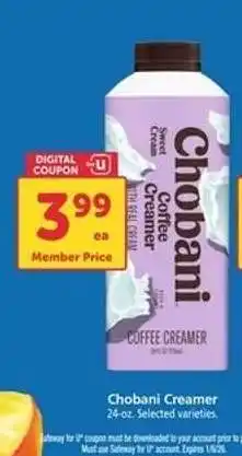 Safeway Chobani Creamer offer