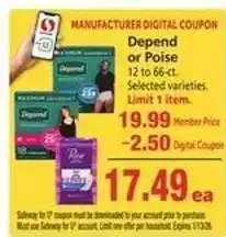 Safeway Depend or Poise offer