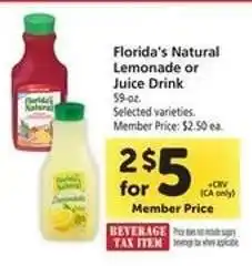Safeway Florida's Natural Lemonade or Juice Drink offer