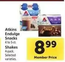 Safeway Atkins Endulge Snacks & Shakes offer