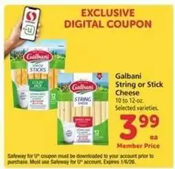 Safeway Galbani String or Stick Cheese offer