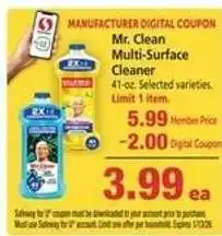 Safeway Mr. Clean Multi-Surface Cleaner offer
