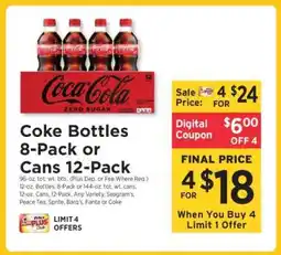 ShopRite Coke Bottles 8-Pack or Cans 12-Pack offer