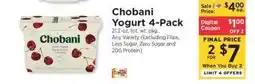 ShopRite Chobani Yogurt 4-Pack offer