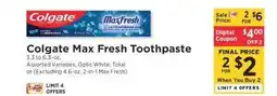 ShopRite Colgate Max Fresh Toothpaste offer