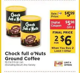 ShopRite Chock full O'Nuts Ground Coffee offer