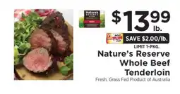 ShopRite Nature's Reserve Whole Beef Tenderloin offer