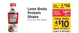 ShopRite Lean Body Protein Shake offer