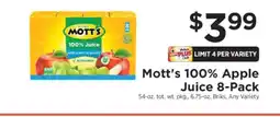 ShopRite Mott’s 100% Apple Juice 8-Pack offer
