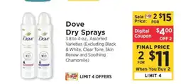 ShopRite Dove Dry Sprays offer