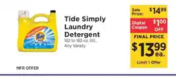 ShopRite Tide Simply Laundry Detergent offer