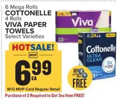 Food Lion COTTONELLE 6 Mega Rolls / VIVA PAPER TOWELS 4 Rolls offer