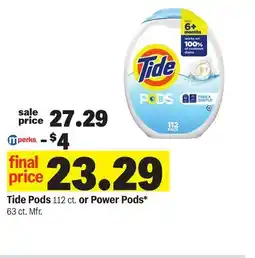 Meijer Tide Pods 112 ct. or Power Pods* 63 ct offer