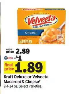 Meijer Kraft Deluxe or Velveeta Macaroni & Cheese offer