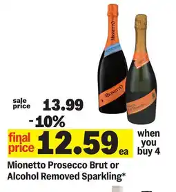 Meijer Mionetto Prosecco Brut or Alcohol Removed Sparkling offer