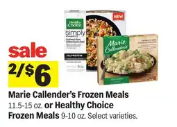 Meijer Marie Callender's Frozen Meals 11.5-15 oz. or Healthy Choice Frozen Meals 9-10 oz offer