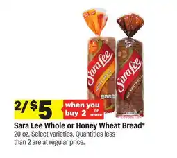 Meijer Sara Lee Whole or Honey Wheat Bread offer