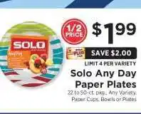 ShopRite Solo Any Day Paper Plates offer