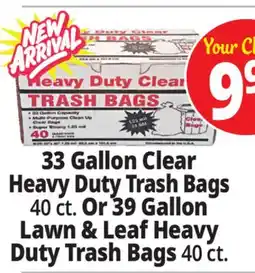 Ocean State Job Lot 33 Gallon Clear Heavy Duty Trash Bags 40 ct or 39 gallon Lawn & Leaf Heavy Duty Trash Bags 40 ct offer