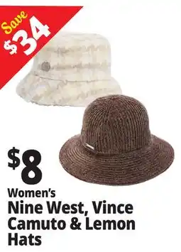 Ocean State Job Lot Women's Nine west, vince camuto & lemon hats offer