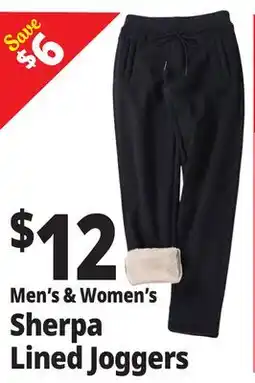 Ocean State Job Lot Men's & Women's Sherpa Lined Joggers offer