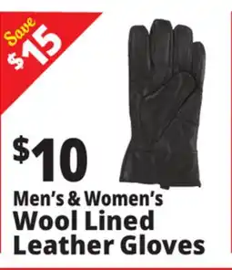 Ocean State Job Lot Men's & Women's Wool Lined Leather Gloves offer