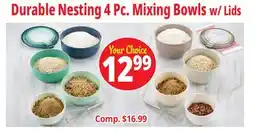 Ocean State Job Lot Durable Nesting 4 Pc. Mixing Bowls w/ Lids offer