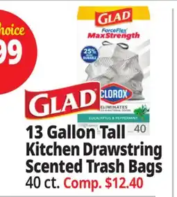 Ocean State Job Lot GLAD 13 Gallon Tall Kitchen Drawstring Scented Trash Bags offer