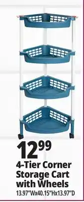 Ocean State Job Lot 4-Tier Corner Storage Cart with Wheels offer