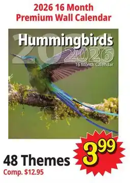 Ocean State Job Lot 2026 16 Month Premium Wall Calendar Hummingbirds offer