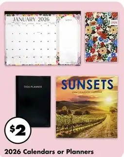 Dollar Tree 2026 Calendars or Planners offer