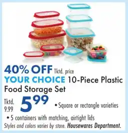 Boscov's 10-Piece Plastic Food Storage Set offer