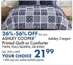 Boscov's ASHLEY COOPER Printed Quilt or Comforter offer