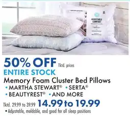 Boscov's ENTIRE STOCK Memory Foam Cluster Bed Pillows offer
