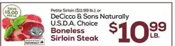 DeCicco & Sons DeCicco & Sons Naturally U.S.D.A. Choice Boneless Sirloin Steak offer