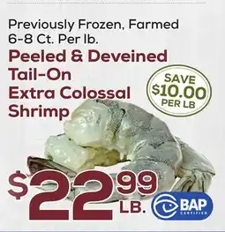 DeCicco & Sons Deveined Tail-On Extra Colossal Shrimp offer