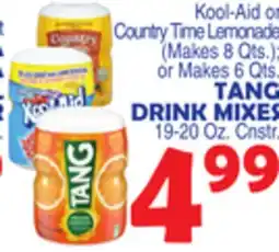 Bravo Supermarkets Kool - Aid or Country Time Lemonade (Makes 8 Qts.) or Makes 6 Qts.TANG DRINK MIXES 19-20 Oz. Cnstr offer