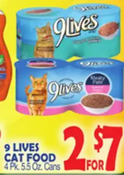 Bravo Supermarkets 9 LIVES CAT FOOD offer