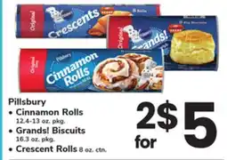 ACME Pillsbury Cinnamon Rolls 12.4-13 oz. pkg., Grands! Biscuits 16.3 oz. pkg., Crescent Rolls 8 oz. ctn offer