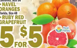 Bravo Supermarkets NAVEL ORANGES, RUBY RED GRAPEFRUIT offer