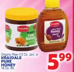 Bravo Supermarkets KRASDALE PURE HONEY Oz. 16 Oz. Btl offer