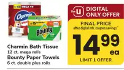 ACME Charmin Bath Tissue 12 ct. mega rolls Bounty Paper Towels 6 ct. double plus rolls offer